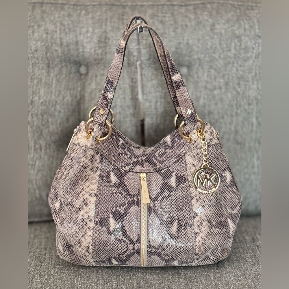 Euc Michael Michael Kors Python Embossed Leather … - image 1